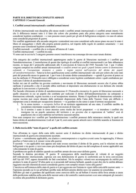 Il Diritto Dei Conflitti Armati Parte Ii Il Diritto Dei Conflitti Armati Capitolo 1 Concetti