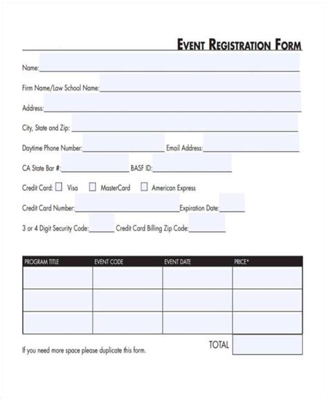 Free 14 Sample Event Registration Forms In Pdf Word Excel Riset