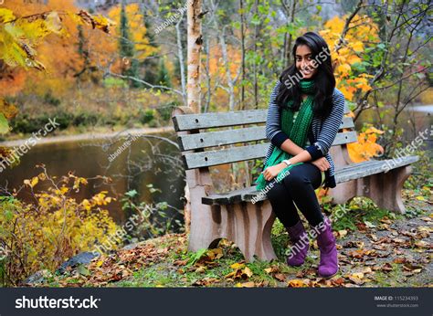 Indian Girl Showing Expression In Autumn Park Stock Photo 115234393