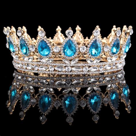 Vintage Baroque Queen King Bride Tiara Crown For Women Headdress Prom