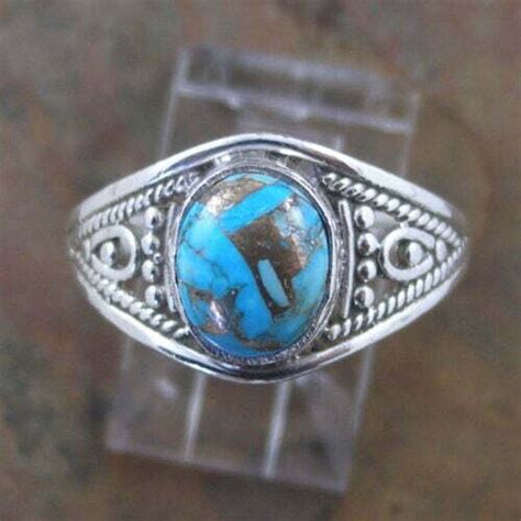 Sterling Silver Oval Blue Copper Turquoise Ring Transglobal Trading