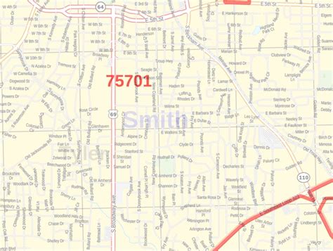 Tyler Texas Zip Code Map