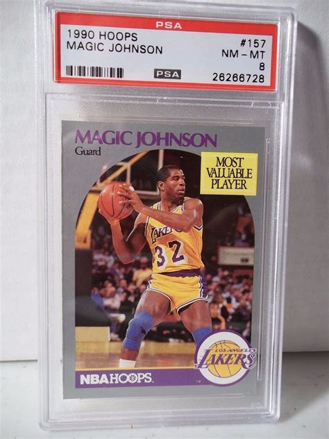 It is for sale at a price of $.25. 1990 Hoops Magic Johnson PSA NM-MT 8 Basketball Card #157 NBA Collectible #LosAngelesLakers ...