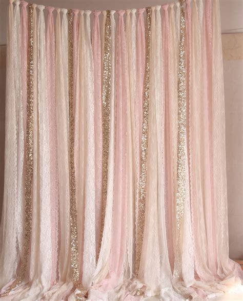 Blush Pink White Lace Fabric Gold Sparkle Photobooth Backdrop Etsy