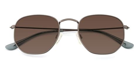Grey Oversized Hipster Geometric Tinted Sunglasses With Brown Sunwear Lenses Ssr1944