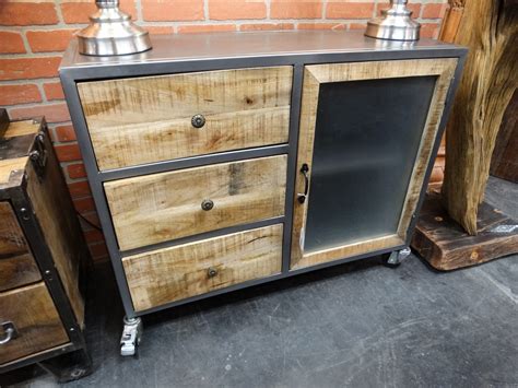 Modern Industrial Cabinet Dresser Features 3 Large Wooden Drawers