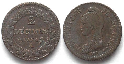 1795 1796 Frankreich 2 Decimes An 4 1795 96 A Bronze Erhaltung Vz