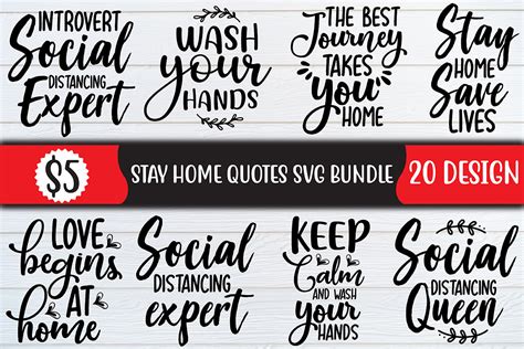 Stay Home Quotes Svg Bundle Bundle · Creative Fabrica