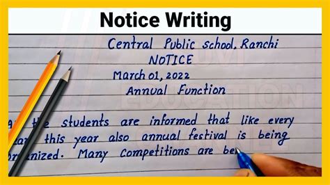 How To Write Notice Writing Write English Notice For School Annual Function Notice Writing