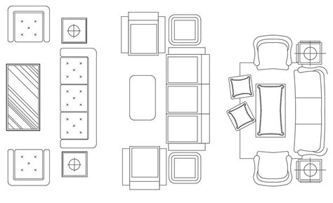 Autocad Drawing Room Furniture Blocks DWG Models Floor Plan Symbols