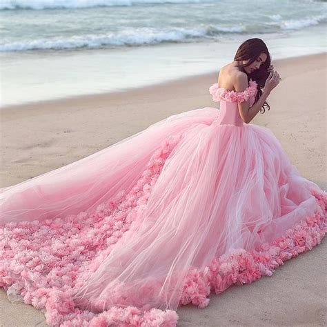 Vintage Pink Princess Ball Gown Wedding Dress 2017 Long Train Corset