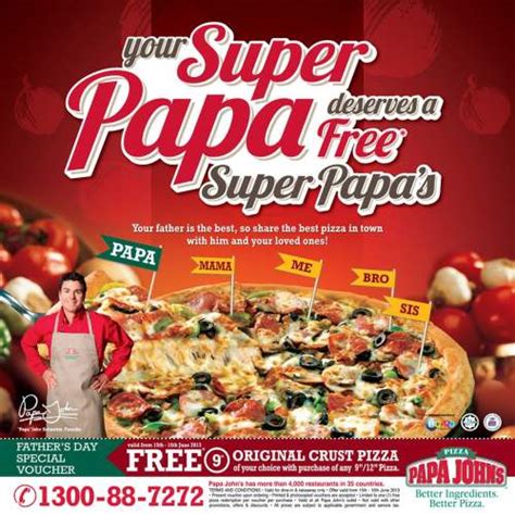Papa John S Free 9 Pizza Special Voucher
