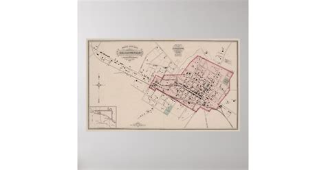 Vintage Map Of Charlottesville Va 1877 Poster Zazzle