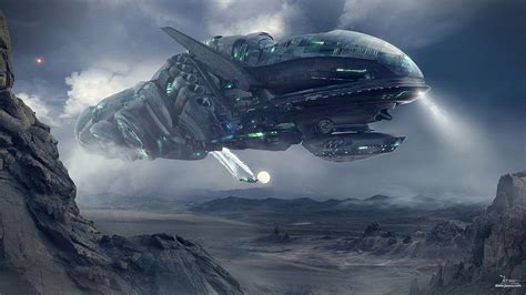 Gray Alien Warship Artwork Futuristic Science Fiction Spaceship Hd