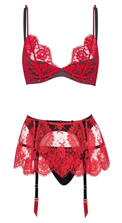 Red Lace Lingerie Set Beautiful Underwear Pinterest