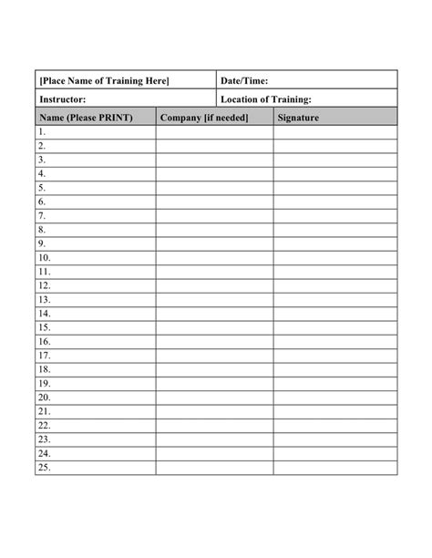 Sample Sign In Sheet In Word And Pdf Formats