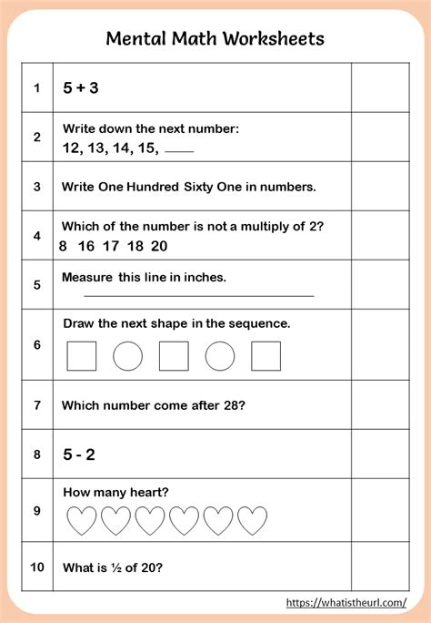 The worksheets are printable and the questions on the math worksheets change each time you visit. printable-mental-math-worksheets-for-grade-1 - Your Home ...