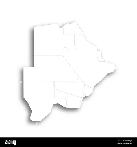 Botswana Political Map Of Administrative Divisions Rural And Urban Districts Flat White Blank