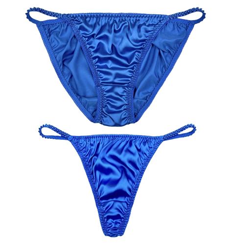 satin string bikini and thong royal blue xl gem
