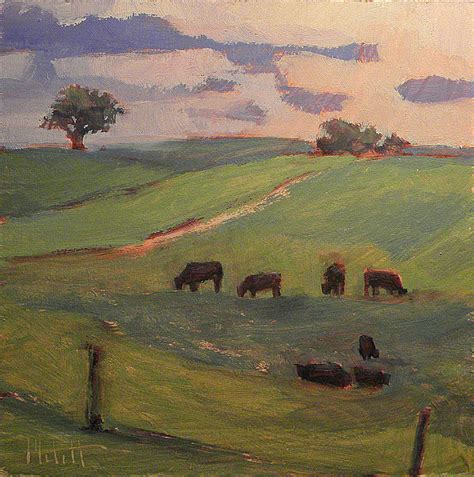 Heidi Malott Original Paintings Cow Painting Morning Pasture Rural