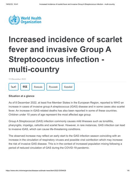 Pdf Increased Incidence Of Scarlet Fever And Invasive Group A Streptococcus Infection Multi