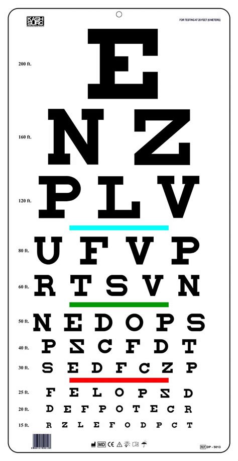Mua Snellen Letter Eye Chart with Red Green Blue Bar Visual Acuity Test m ft trên Amazon Mỹ