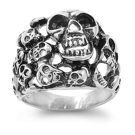 skull and bones ring stainless steel skull ring biker ring etsy