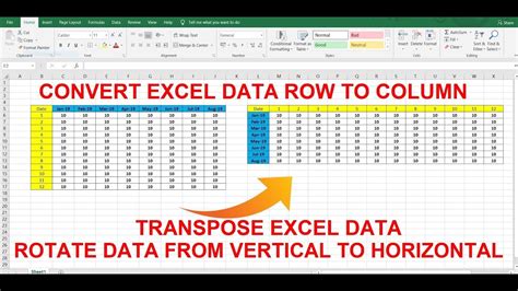 Convert Excel Data Rows To Columns Transpose Excel Data Rotate Data From Vertical To