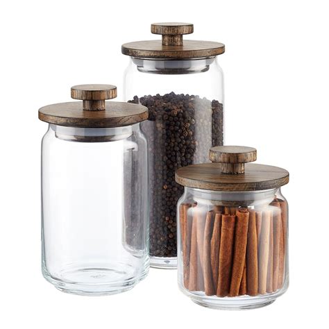4.8 out of 5 stars. Artisan Glass Canisters with Walnut Lids | The Container Store