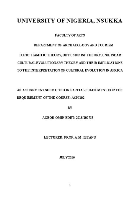 (DOC) HAMITIC THEORY, DIFFUSIONIST THEORY, UNILINEAR CULTURAL EVOLUTIONARY THEORY AND THEIR ...