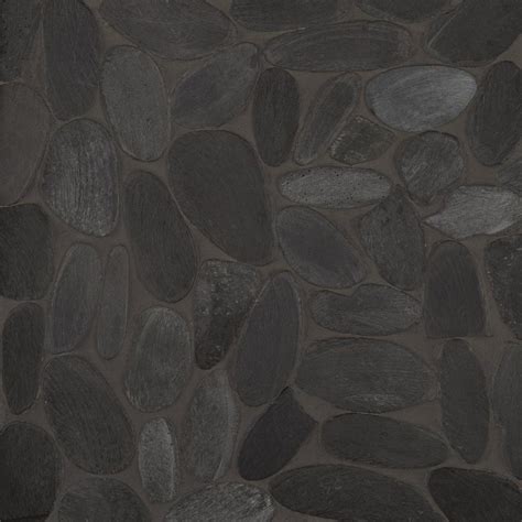 Flat Black Honed Pebblestone Mosaic Floor And Decor In 2020 Pebble