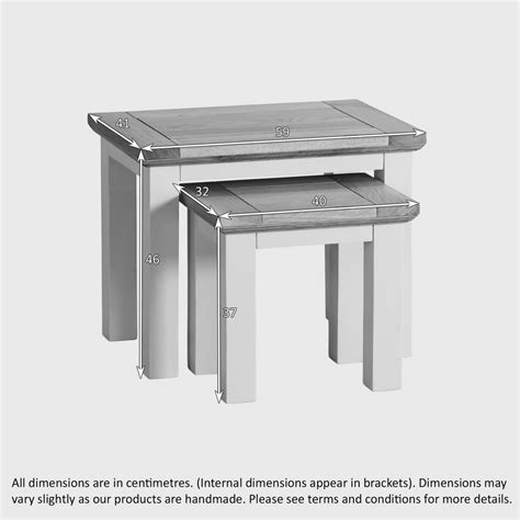 Darker looking grey than the picture.4. Natural oak and light grey painted nest of 2 tables.