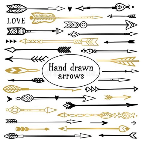 Hand Drawn Tribal Arrows Vector Set Stock Vector Illustration Of