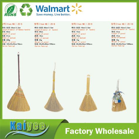China Bamboo Handle Sorghum Straw Corn Broom With Esparto Silvergrass