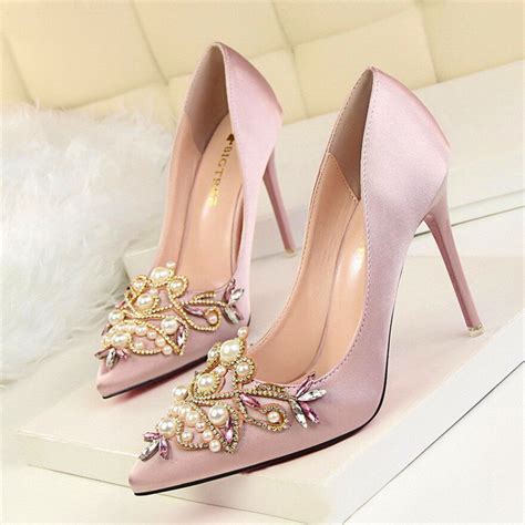 Star Style Women Fashion Pearl Crystal High Heels Shoes New Womens