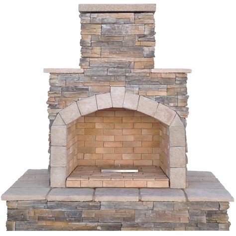 Cal Flame 78 In Brown Natural Stone Propane Gas Outdoor Fireplace