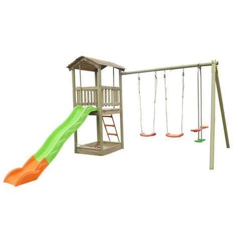 Portique leroy merlin latest bois pas cher leclerc fort de. Balancoire avec toboggan en metal - Mobilier de jardin et ...