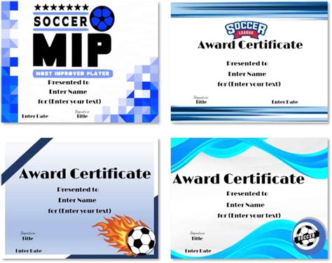 Free Editable Soccer Certificates Customize Online Instant Download