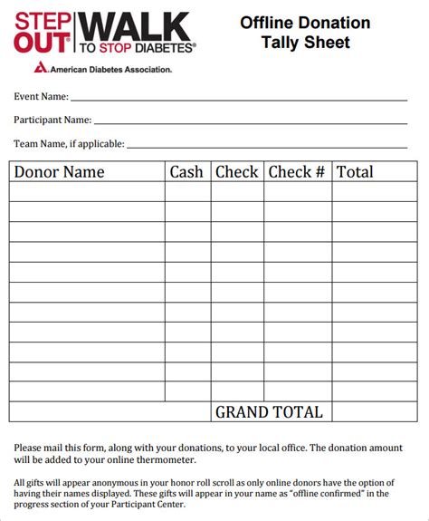 Donation Sheet Template 9free Pdf Documents Download