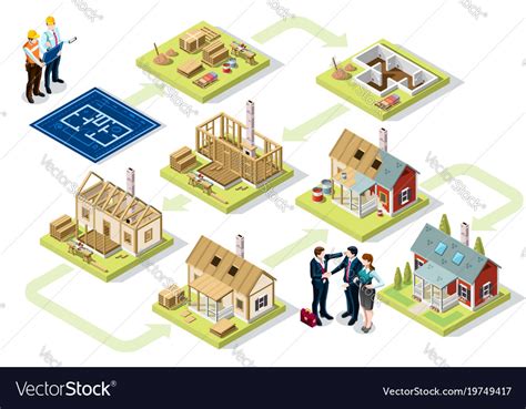 Isometric Building Wood Set Royalty Free Vector Image