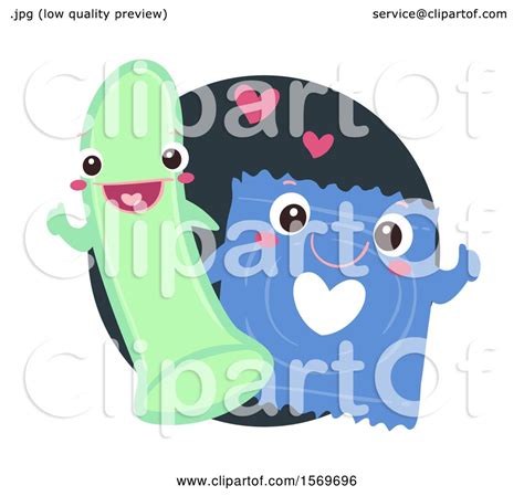 Clipart Of A Condom And Package Sex Character Royalty Free Vector
