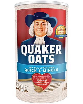 Quaker oats is 100% whole grains for lasting energy and may help reduce the risk of heart disease. Product: Hot Cereals - Quick Quaker Oats | QuakerOats.com
