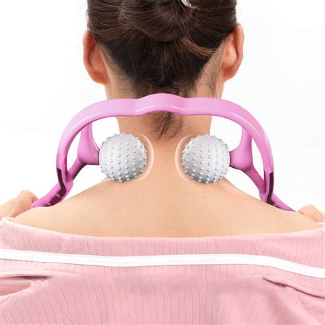 Neck Massager Therapy Neck And Shoulder Dual Trigger Point Roller Self Massage Tool Relieve Hand