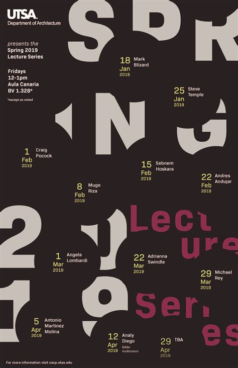 Utsa Department Of Architecture Spring 2019 Friday Lecture Series