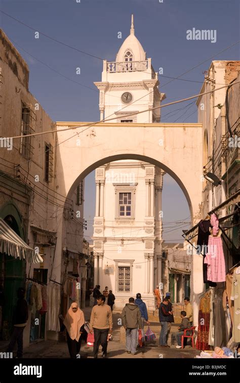 Entrance To Medina With Ottoman Clock Tower In Background Tripoli