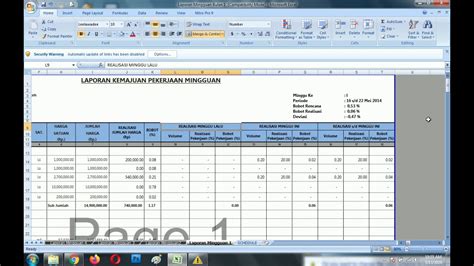Laporan Progress Pekerjaan Excel Homecare24