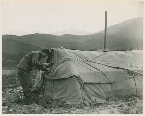 Fifth Army Soldier Makes A Window For His Winterized Pup Tent Using