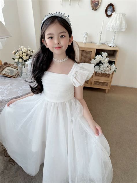 預售 Bpdb51652 夏季女童白色公主連身裙100 150