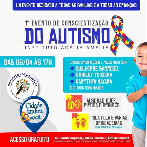 convite evento gratuito sobre o autismo para todas as famÍlias e crianÇas profissionais da