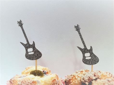 Electric Guitar Cupcake Toppers Music Party Decorations Rock Etsy